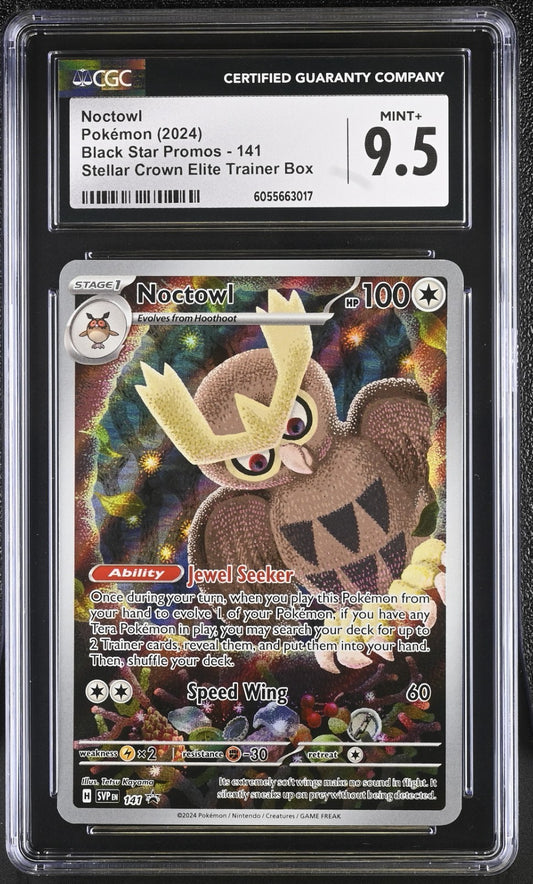 CGC 9.5 - Noctowl 141 SVP Black Star Promo - Pokemon Stellar Crown ETB