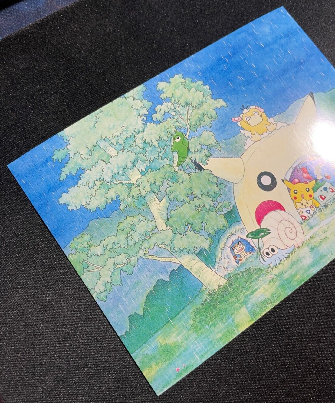 Pokemon Gold Postcard - Pikachu & Friends In the Rain - Keiko Fukuyama 1999 - LP