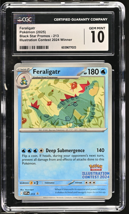 CGC 10 - Feraligatr 213 SVP Pokemon Illustration Contest 2024 Black Star Promo