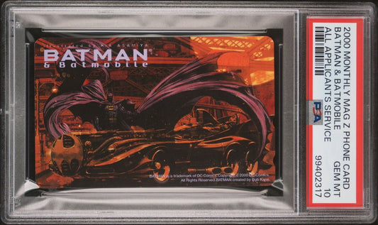 PSA 10 - Batman & Batmobile - Japanese Monthly Magazine Z Phone Card 2000 POP 1