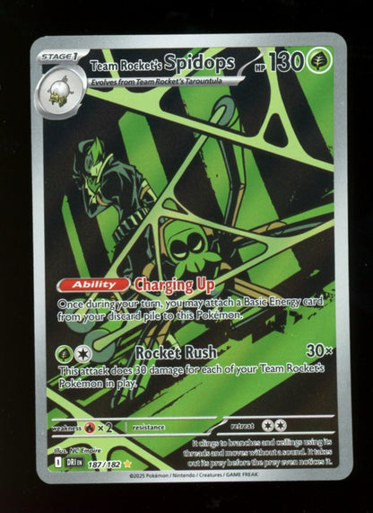 Team Rocket's Spidops 187/182 Illustration Rare - Pokemon Destined Rivals NM  #2