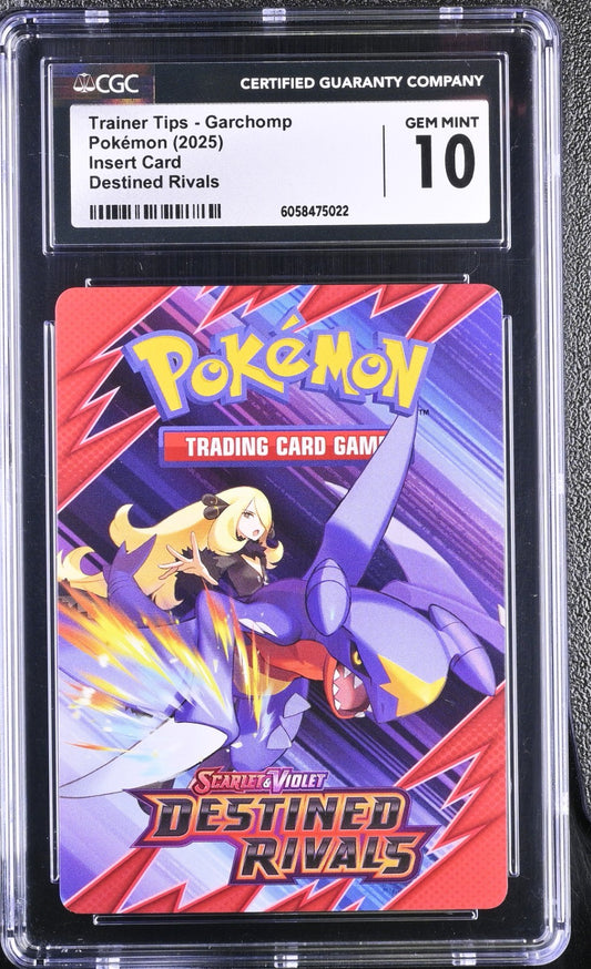 CGC 10 - Garchomp & Cynthia Trainer Tips Insert Card Pokemon Destined Rivals Gem