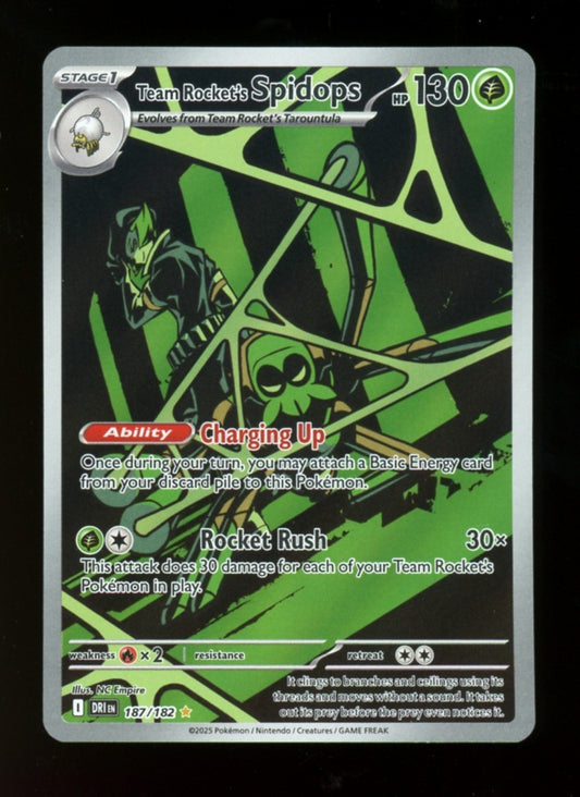 Team Rocket's Spidops 187/182 Illustration Rare - Pokemon Destined Rivals NM  #1