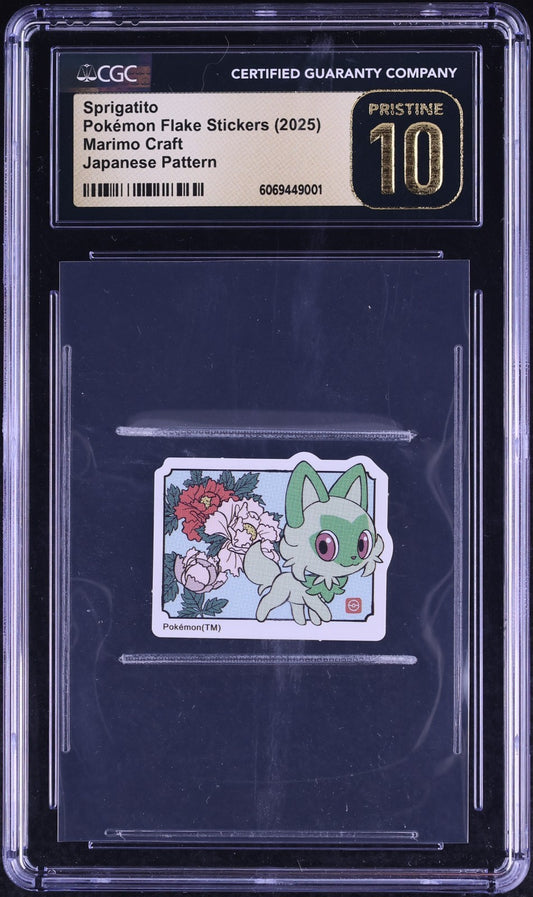 CGC 10 Pristine - Sprigatito Japanese Pattern Sticker  Pokemon Marimo Craft 2025