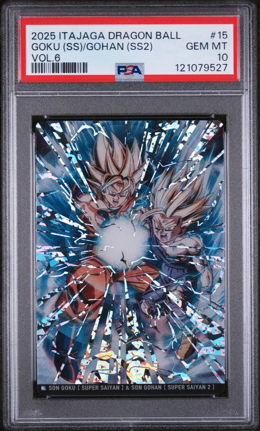 PSA 10 - SS Son Goku & SS2 Son Gohan #6-15 SSR - Dragon Ball Itajaga Vol. 6 JP