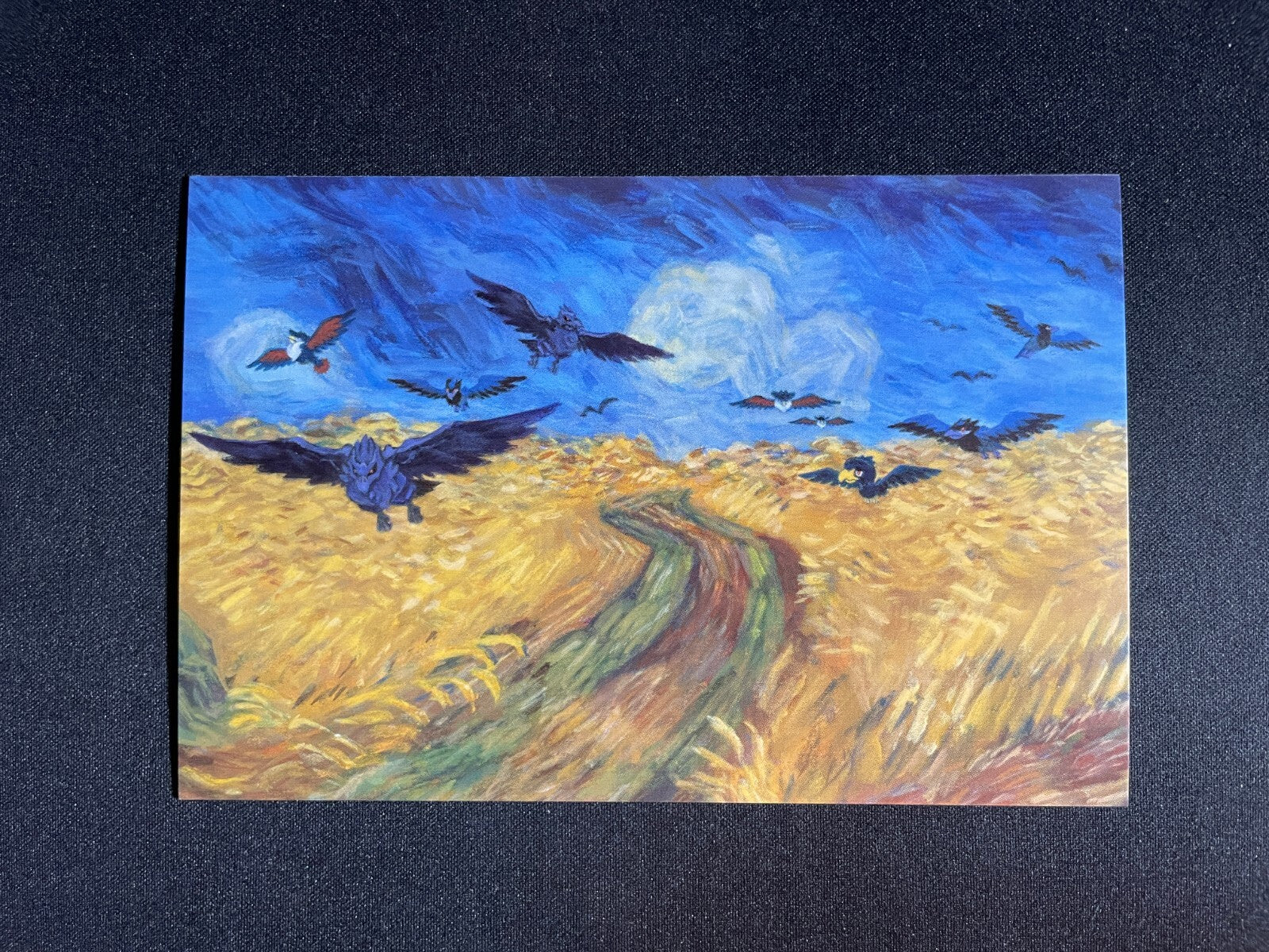 Pokemon Center Online Van Gogh Postcards - Corviknight Wheatfield - 6" x 4" NM