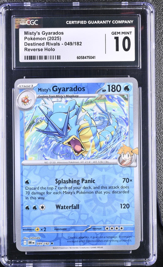 CGC 10 - Misty's Gyarados 049/182 Reverse Holo Rare - Pokemon Destined Rivals