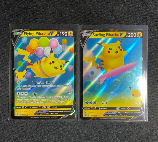 Flying Pikachu V 006/025 & Surfing Pikachu V 008/025 - Celebrations Pokemon 25th
