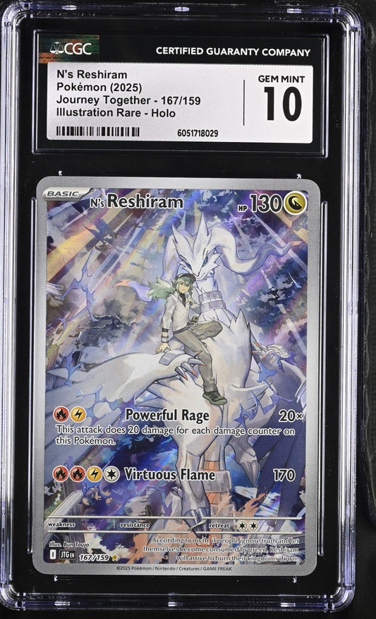 CGC 10 Gem - N's Reshiram 167/159 Illustration Rare - Journey Together Pokemon