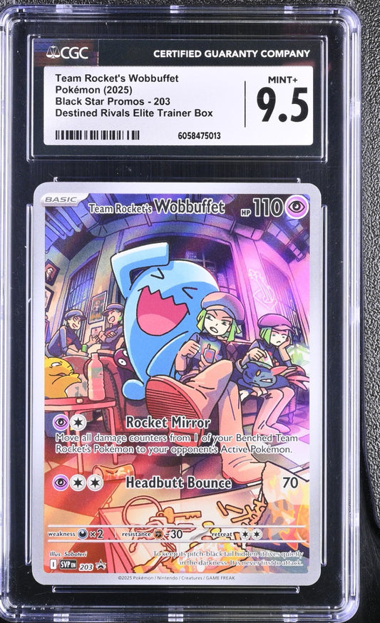 CGC 9.5 - Team Rocket's Wobbuffet 203 SVP - Pokemon Destined Rivals ETB Promo