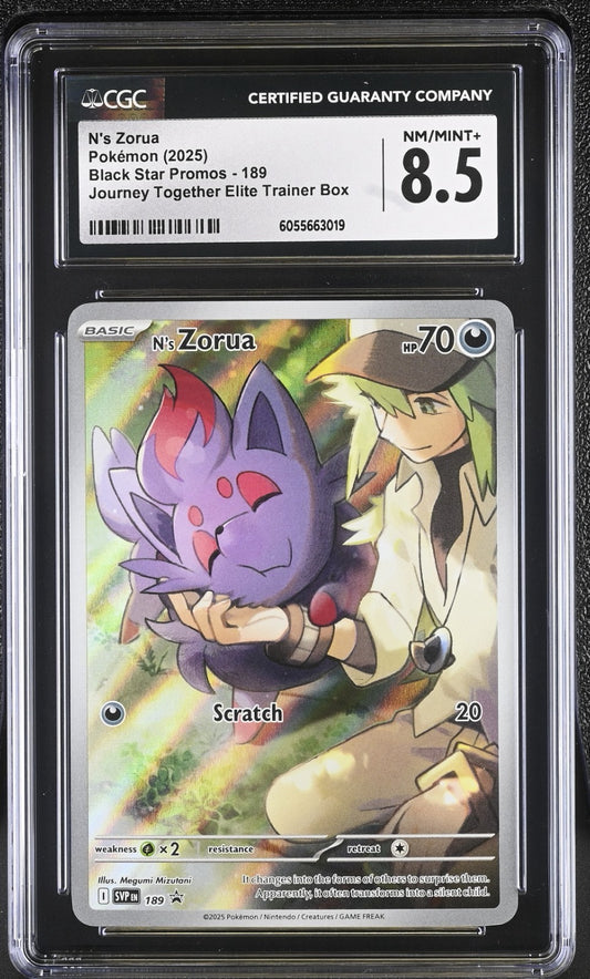 CGC 8.5 - N's Zorua 189 SVP Black Star Promo - Pokemon Journey Together ETB