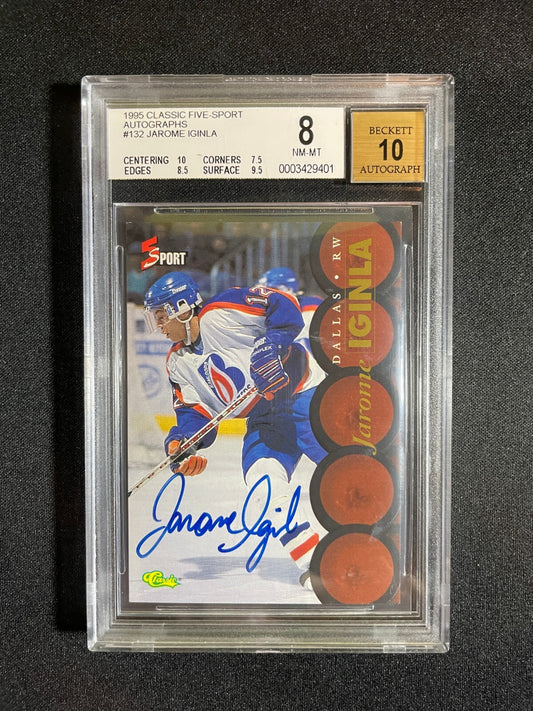 BGS 8 Auto 10 - Jarome Iginla #132 - 1995 Classic Five-Sport Autographs