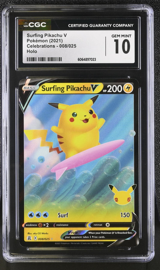CGC 10 - Surfing Pikachu V 008/025 - Pokemon Celebrations 25th Sword & Shield