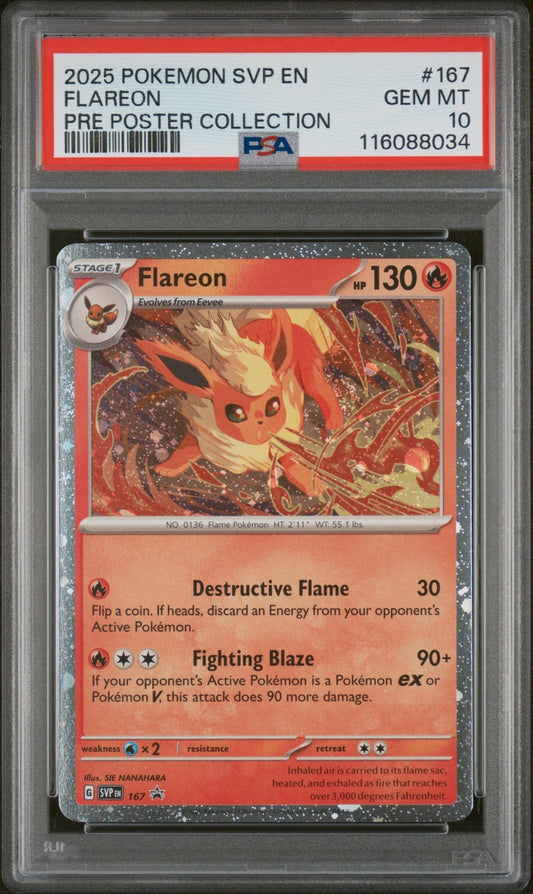 PSA 10 - Flareon 167 SVP Cosmos Holo Promo - Prismatic Evolutions Pokemon TCG
