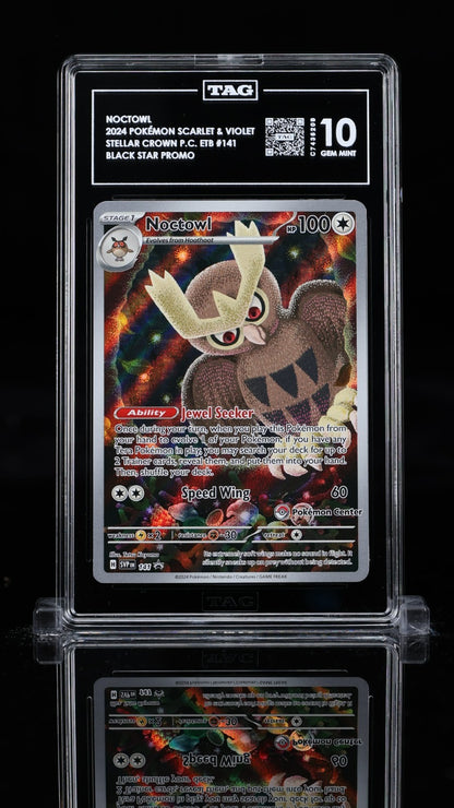 TAG 10 - Noctowl 141 SVP Pokemon Center STAMPED Promo - Stellar Crown PC ETB