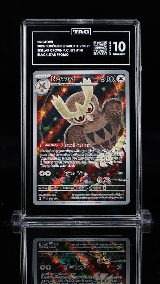 TAG 10 - Noctowl 141 SVP Pokemon Center STAMPED Promo - Stellar Crown PC ETB