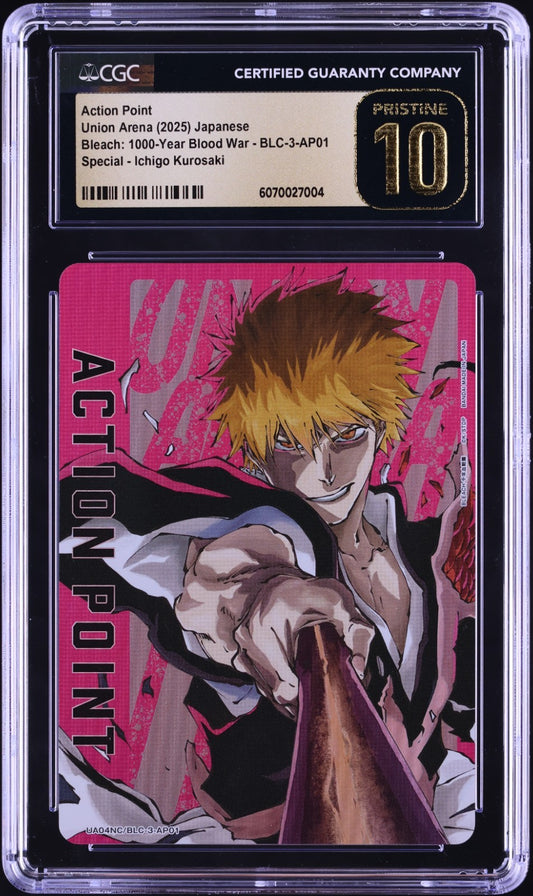 CGC 10 Pristine Ichigo Kurosaki BLC-3-AP01 Union Arena Bleach New Card Selection