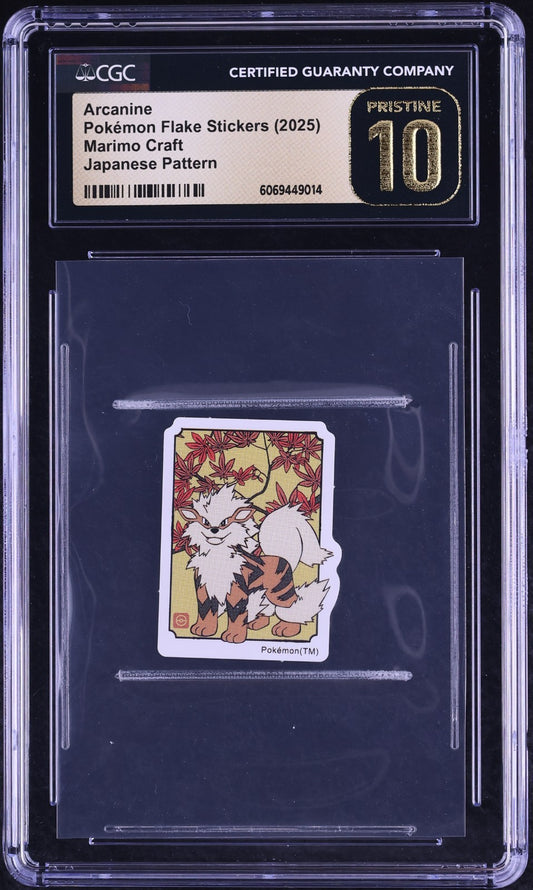 CGC 10 Pristine - Arcanine Japanese Pattern Sticker - Pokemon Marimo Craft 2025