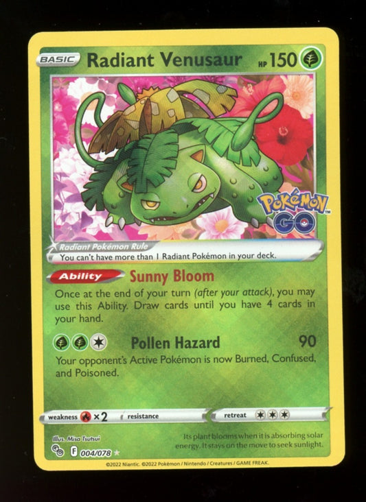 Radiant Venusaur 004/078 Shiny Holo Rare - Pokemon GO Pokemon Sword Shield - LP