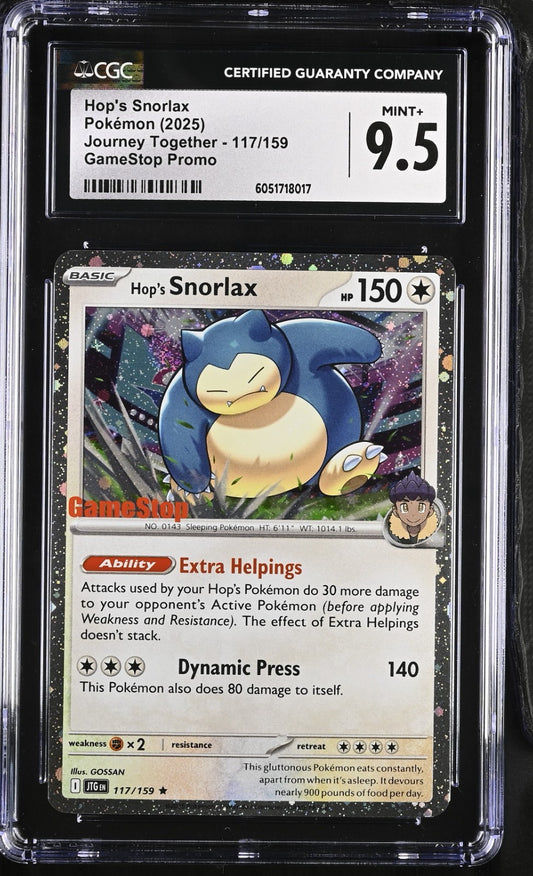 CGC 9.5  Hop's Snorlax 117/159 GameStop STAMPED Promo - Journey Together Pokemon