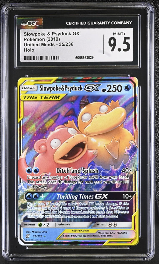 CGC 9.5 Slowpoke & Psyduck GX 35/236 Unified Minds Pokemon Sun & Moon Ultra Rare