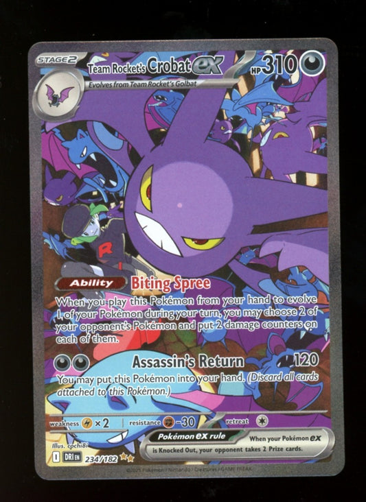 Team Rocket's Crobat ex 234/182 SIR - Pokemon Destined Rivals Scarlet Violet NM