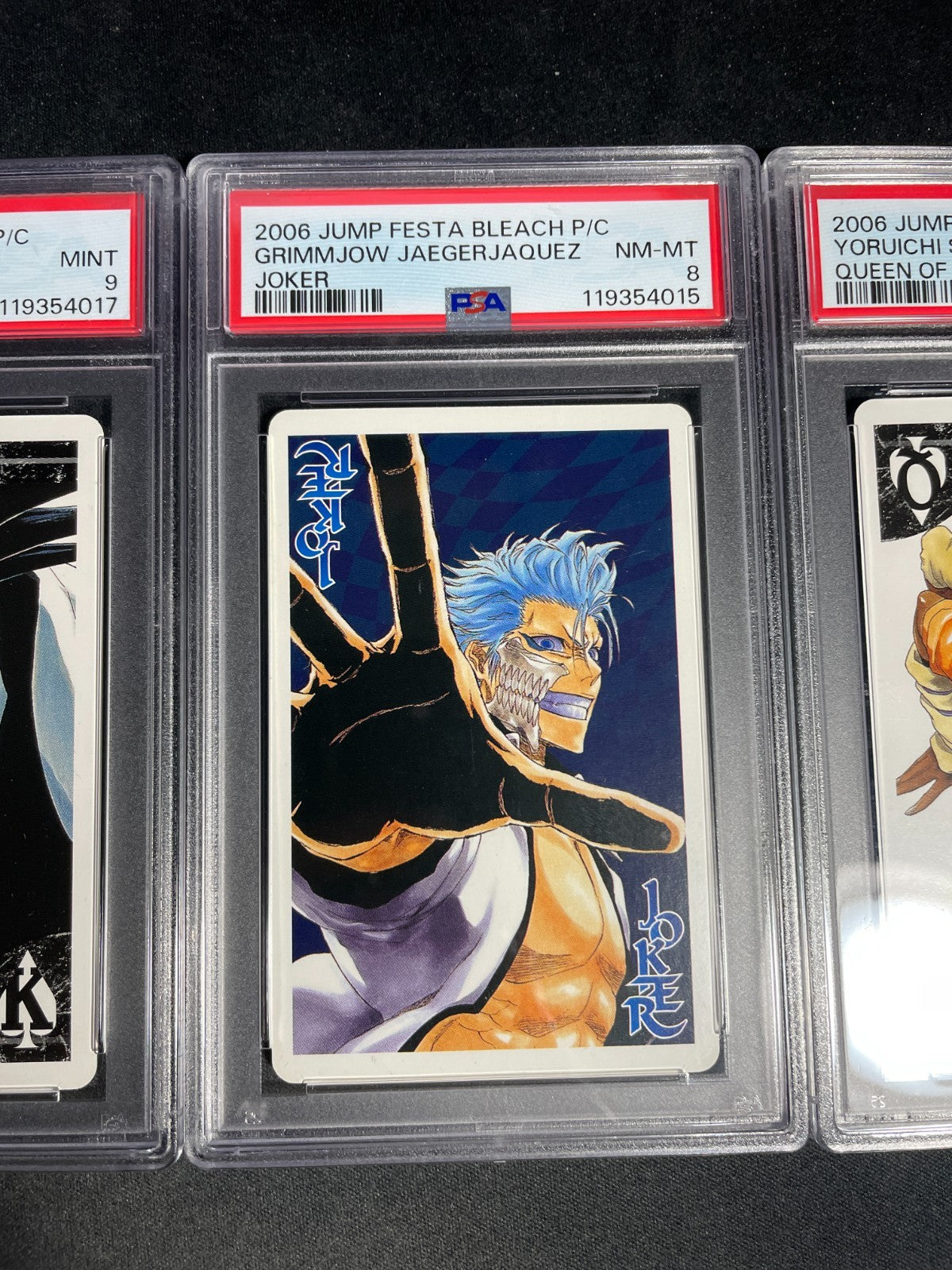RESERVED PSA 8/9 Lot Kenpachi Grimmjow & Yoruichi Bleach Jump Festa 2006 Poker