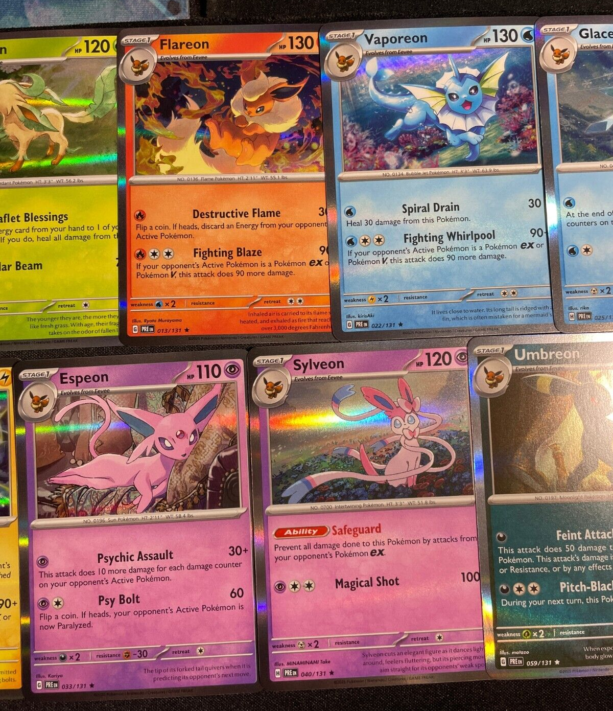 All 8 Eeveelutions Holos & Non Holo Eevee Set - Prismatic Evolutions Pokemon TCG