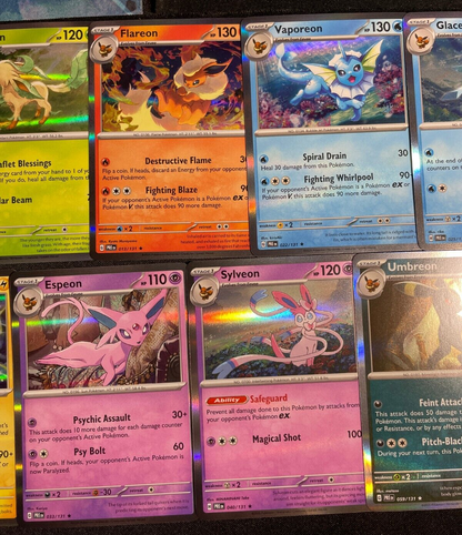 All 8 Eeveelutions Holos & Non Holo Eevee Set - Prismatic Evolutions Pokemon TCG