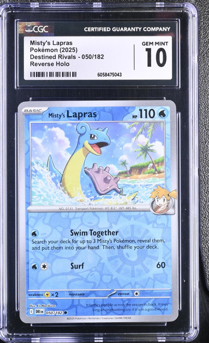 CGC 10 - Misty's Lapras 050/182 Reverse Holo - Pokemon Destined Rivals Gem Mint
