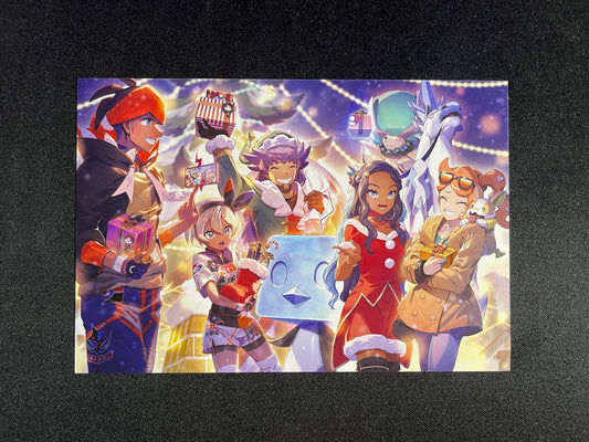 Pokemon Masters EX Christmas Postcard - Leon Nessa & Other Trainers 5.8" x 4" LP