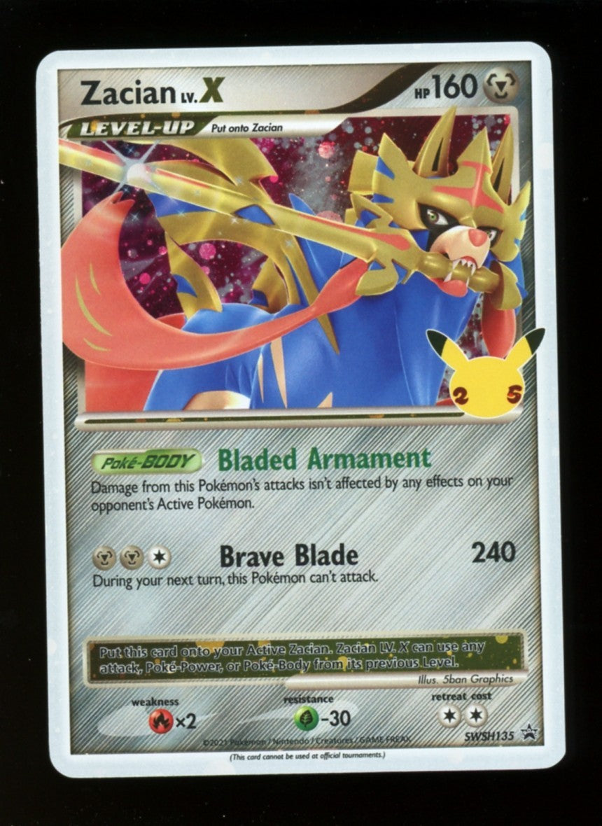 Zacian Lv. X SWSH135 Black Star Promo - Celebrations Pokemon 25th Anniversary LP