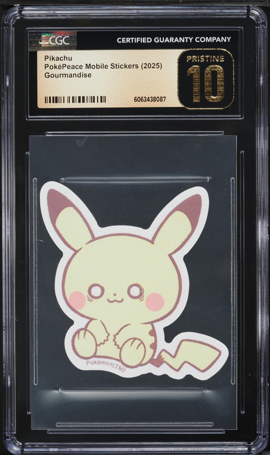 CGC 10 Pristine - Dazed Pikachu - Pokemon PokePeace Mobile Sticker 2025