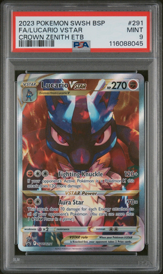 PSA 9 - Lucario VSTAR SWSH291 Black Star Promo Crown Zenith ETB - Pokemon TCG