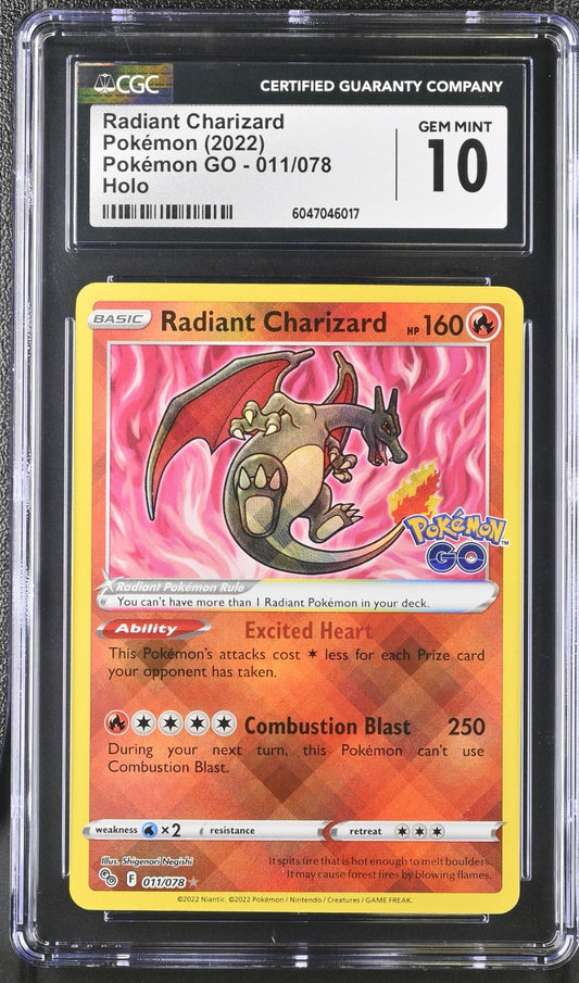 CGC 10 - Radiant Charizard 011/078 Shiny Holo Rare - Pokemon GO English Gem Mint