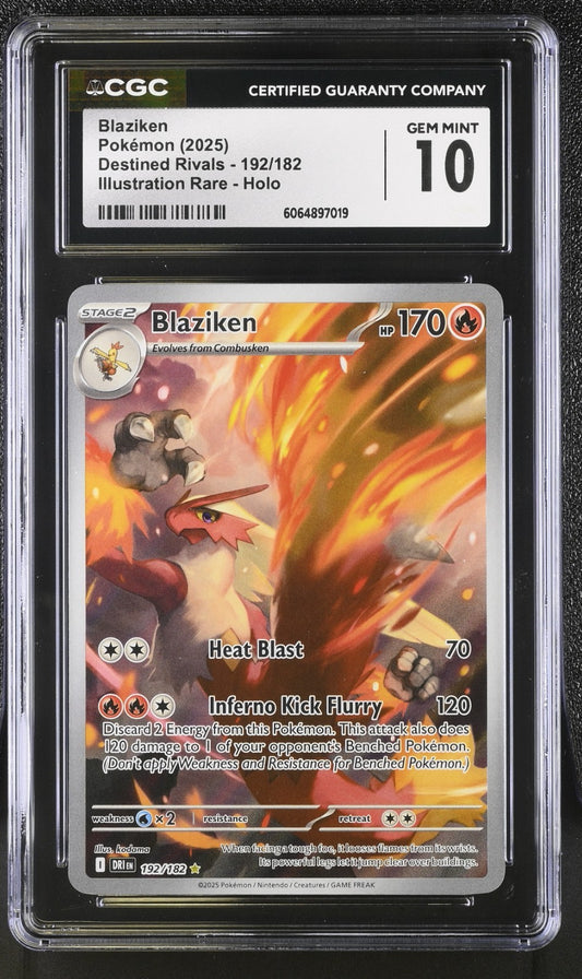 CGC 10 - Blaziken 192/182 Illustration Rare - Pokemon Destined Rivals Gem Mint