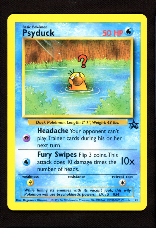 Psyduck #20 Black Star Promo - Pokemon WOTC Vintage 2000 Himeno - Near Mint NM