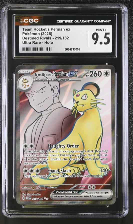 CGC 9.5 Team Rocket's Persian ex 219/182 Full Art Pokemon Destined Rivals DRI EN