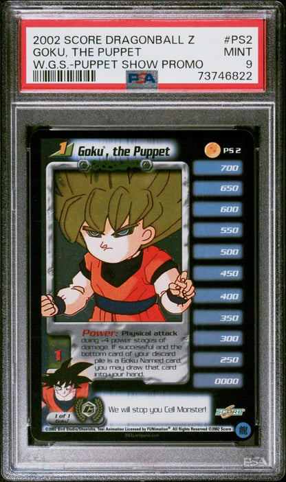 PSA 9 - Goku the Puppet #PS2 Foil Promo Dragon Ball Z DBZ Score Puppet Show 2002