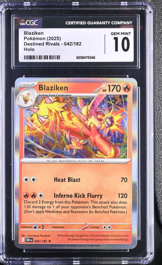 CGC 10 - Blaziken 042/182 Holo Rare - Pokemon Destined Rivals Gem Mint