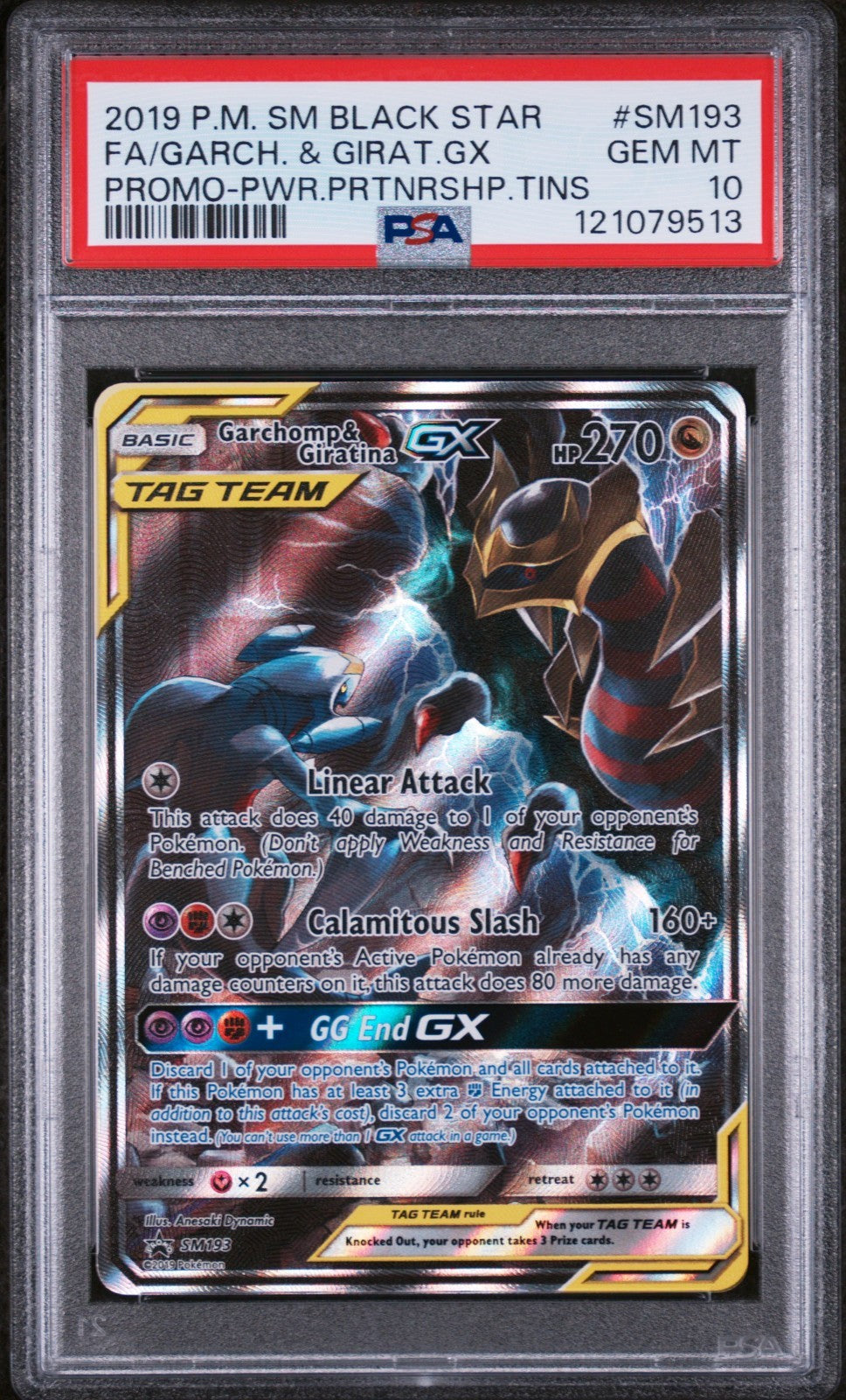 PSA 10 Garchomp & Giratina GX SM193 Black Star Promo Sun & Moon Partnership Tin
