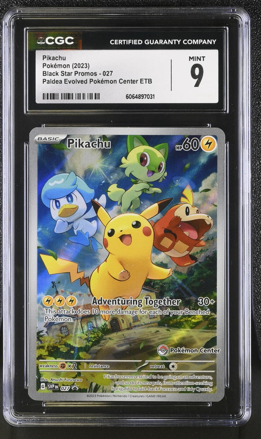 CGC 9 Pikachu 027 SVP STAMPED Pokemon Center Paldea Evolved ETB Black Star Promo