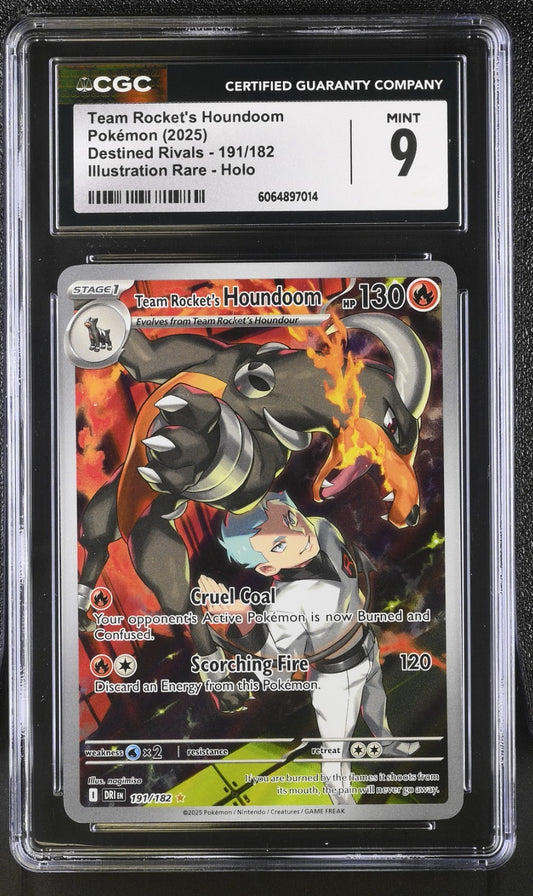 CGC 9 - Team Rocket's Houndoom 191/182 Illustration Rare Pokemon Destined Rivals