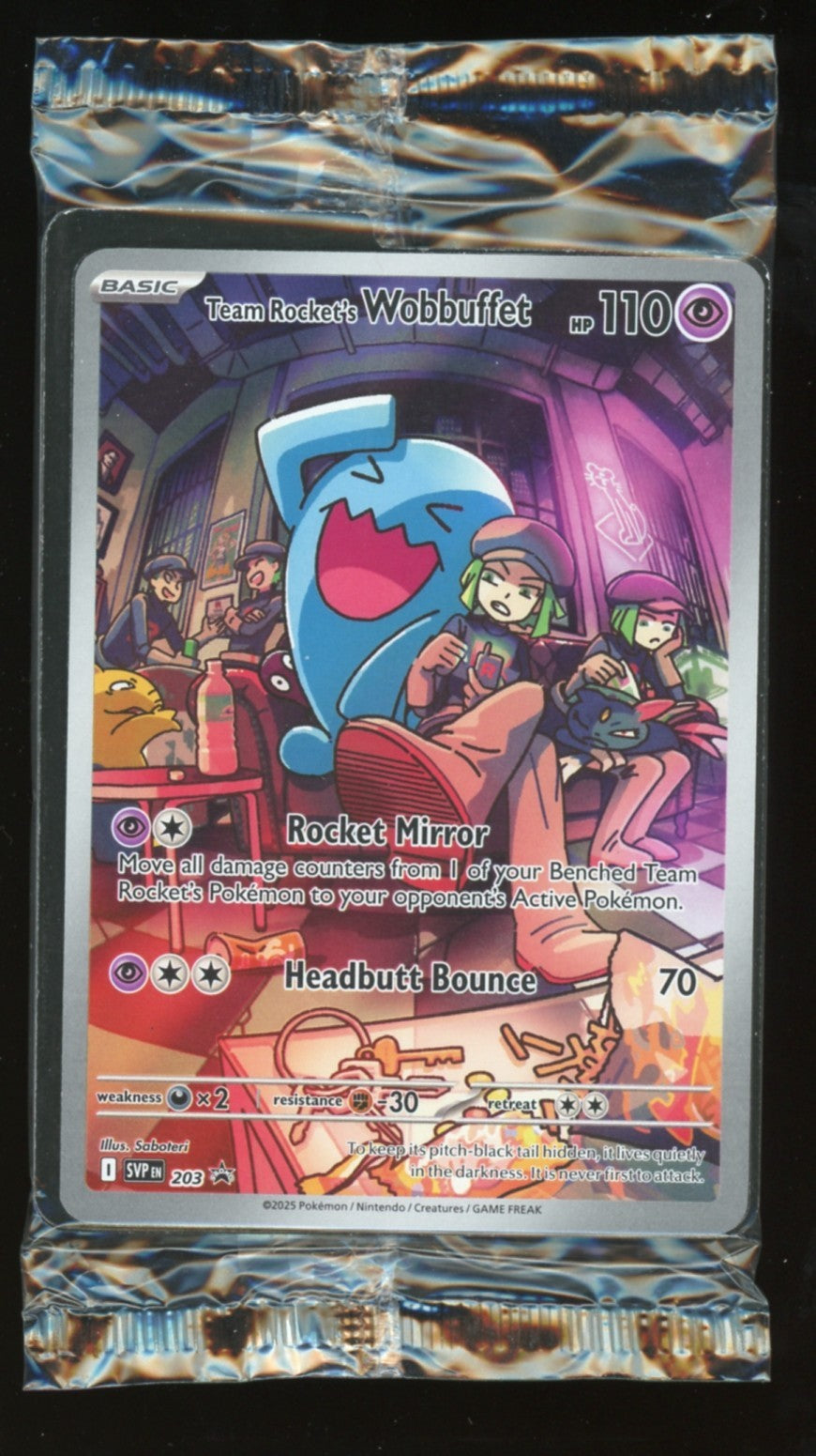 Team Rocket's Wobbuffet 203 SVP - Pokemon Destined Rivals ETB Promo - SEALED