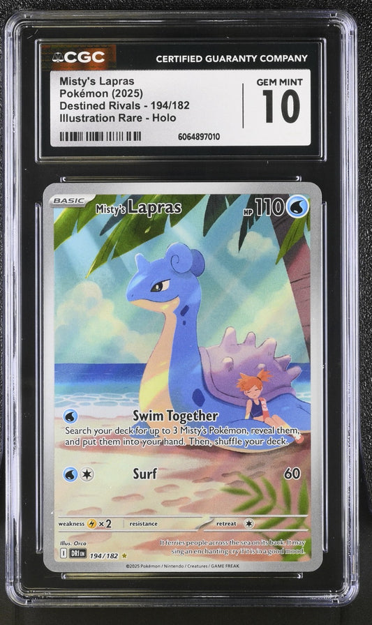 CGC 10 Misty's Lapras 194/182 Illustration Rare Pokemon Destined Rivals Gem Mint