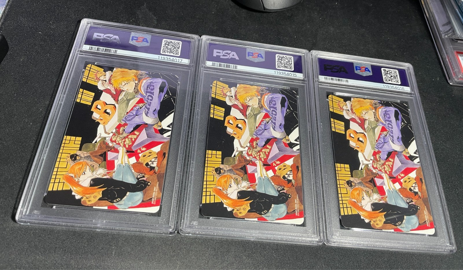 RESERVED PSA 8/9 Lot Kenpachi Grimmjow & Yoruichi Bleach Jump Festa 2006 Poker