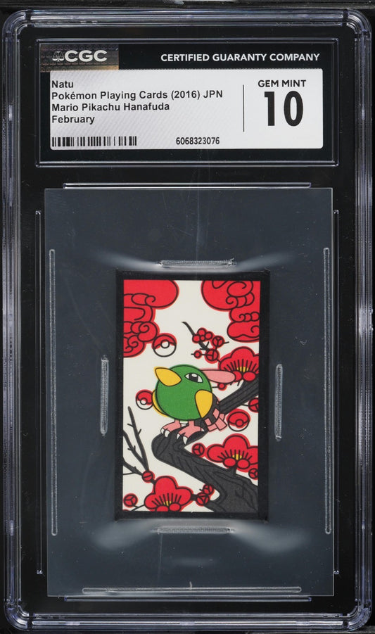 CGC 10 - Natu February - Pokemon Mario Pikachu Hanafuda Playing Card JP Gem Mint