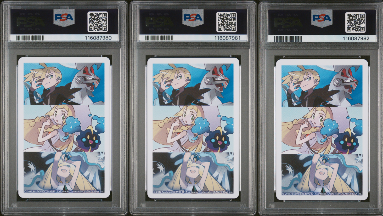 PSA 10 Sequential - Lillie Cosmog Lunala & Solgaleo Hearts Set - Pokemon Poker