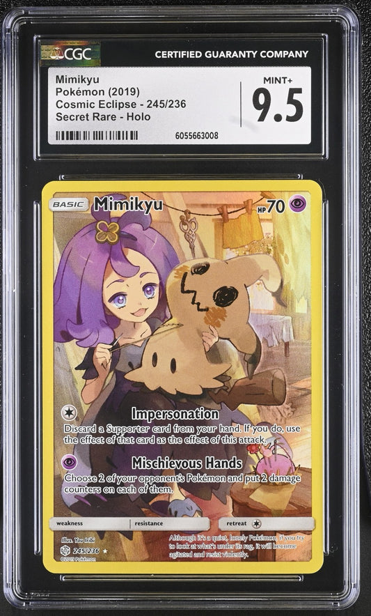 CGC 9.5 - Mimikyu 245/236 Secret Rare Pokemon Cosmic Eclipse Sun & Moon Full Art
