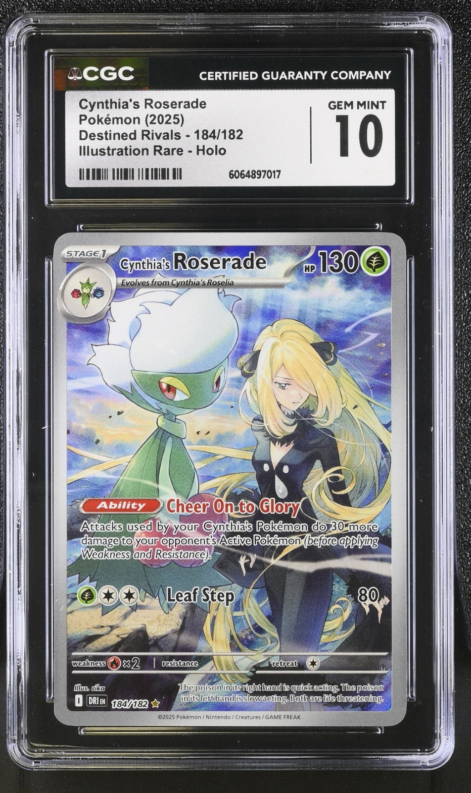 CGC 10 - Cynthia's Roserade 184/182 Illustration Rare - Pokemon Destined Rivals
